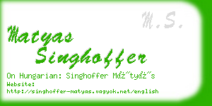 matyas singhoffer business card